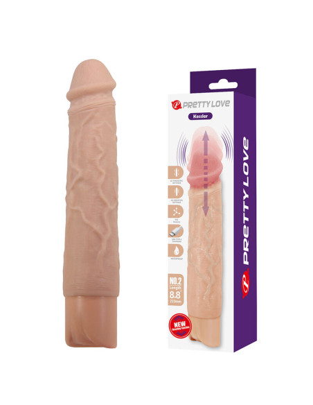 PRETTY LOVE KESSLER REALISTIC VIBRATING DILDO WITH 10 VIBRATION MODES AND 10 THROWS 22 CM NATURAL
