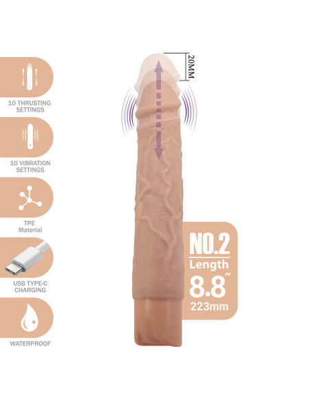 PRETTY LOVE KESSLER REALISTIC VIBRATING DILDO WITH 10 VIBRATION MODES AND 10 THROWS 22 CM NATURAL