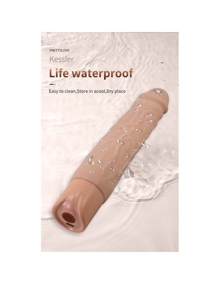PRETTY LOVE KESSLER REALISTIC VIBRATING DILDO WITH 10 VIBRATION MODES AND 10 THROWS 22 CM NATURAL