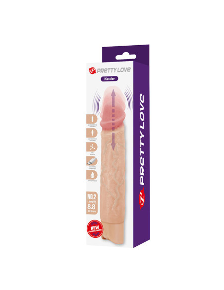 PRETTY LOVE KESSLER REALISTIC VIBRATING DILDO WITH 10 VIBRATION MODES AND 10 THROWS 22 CM NATURAL
