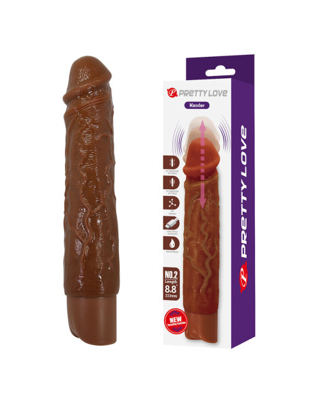 PRETTY LOVE KESSLER REALISTIC VIBRATING DILDO WITH 10 VIBRATION MODES AND 10 THROWS 22 CM BROWN