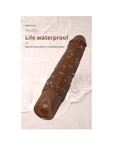 PRETTY LOVE KESSLER REALISTIC VIBRATING DILDO WITH 10 VIBRATION MODES AND 10 THROWS 22 CM BROWN