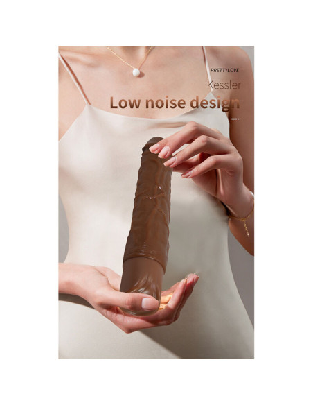 PRETTY LOVE KESSLER REALISTIC VIBRATING DILDO WITH 10 VIBRATION MODES AND 10 THROWS 22 CM BROWN