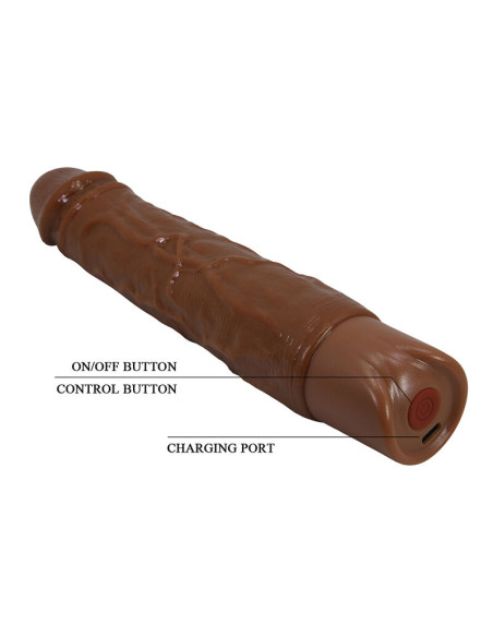 PRETTY LOVE KESSLER REALISTIC VIBRATING DILDO WITH 10 VIBRATION MODES AND 10 THROWS 22 CM BROWN