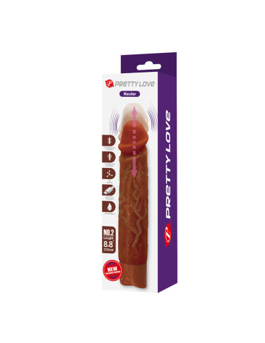 PRETTY LOVE KESSLER REALISTIC VIBRATING DILDO WITH 10 VIBRATION MODES AND 10 THROWS 22 CM BROWN