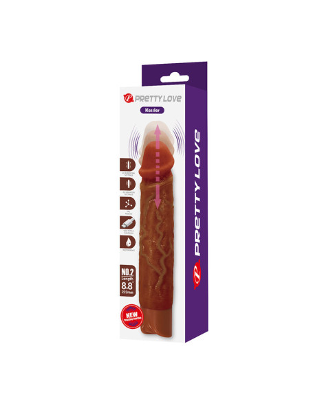 PRETTY LOVE KESSLER REALISTIC VIBRATING DILDO WITH 10 VIBRATION MODES AND 10 THROWS 22 CM BROWN
