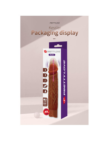 PRETTY LOVE KESSLER REALISTIC VIBRATING DILDO WITH 10 VIBRATION MODES AND 10 THROWS 22 CM BROWN
