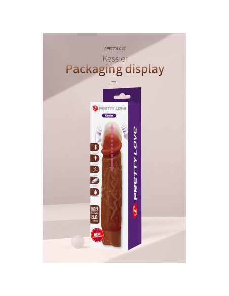 PRETTY LOVE KESSLER REALISTIC VIBRATING DILDO WITH 10 VIBRATION MODES AND 10 THROWS 22 CM BROWN