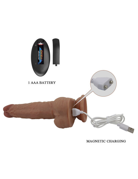 PRETTY LOVE JONATHAN REALISTIC THRUSTING VIBRATOR WITH REMOTE CONTROL BROWN