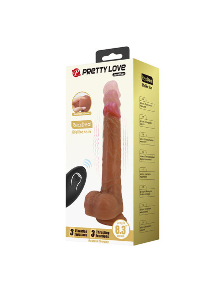 PRETTY LOVE JONATHAN REALISTIC THRUSTING VIBRATOR WITH REMOTE CONTROL BROWN