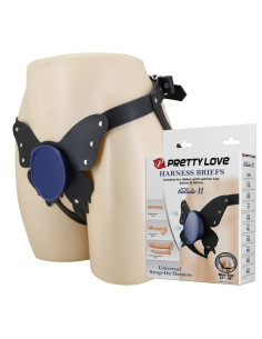 PRETTY LOVE UNIVERSAL STRAP ON HARNESS BRIEFS BLACK AND BLUE