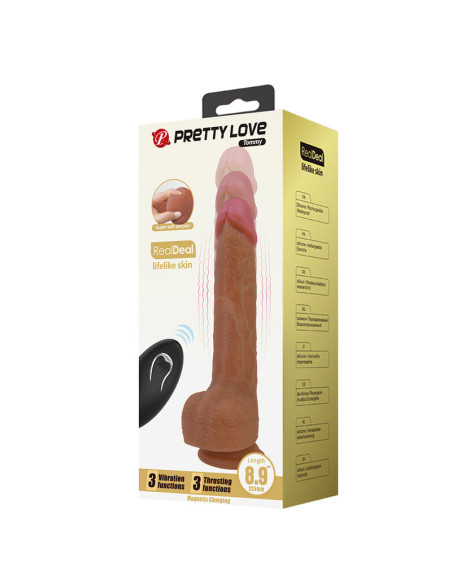 PRETTY LOVE TOMMY REALISTIC THRUSTING VIBRATOR WITH REMOTE CONTROL DARK BROWN