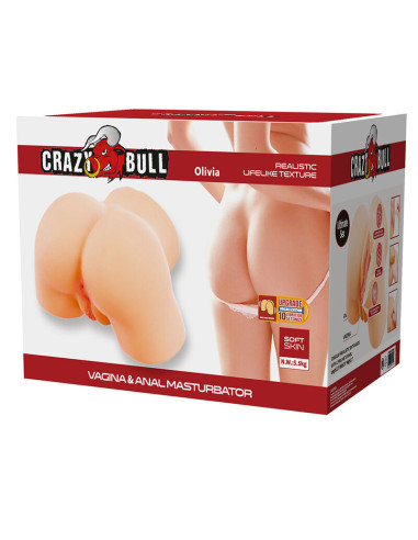 CRAZY BULL OLIVIA DOUBLE VAGINAL AND ANAL VIBRATING MASTURBATOR FLESH