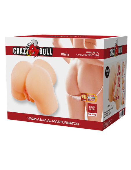 CRAZY BULL OLIVIA DOUBLE VAGINAL AND ANAL VIBRATING MASTURBATOR FLESH