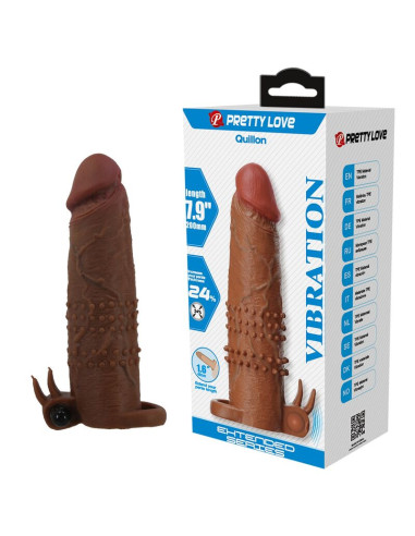 PRETTY LOVE QUILLON VIBRATING PENIS SLEEVE 20 CM O 4 CM BROWN