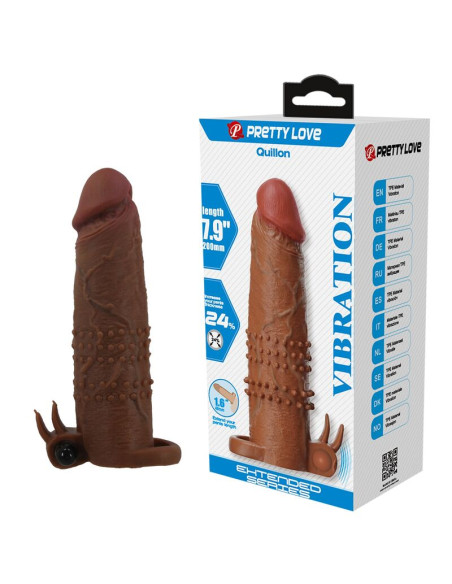 PRETTY LOVE QUILLON VIBRATING PENIS SLEEVE 20 CM O 4 CM BROWN
