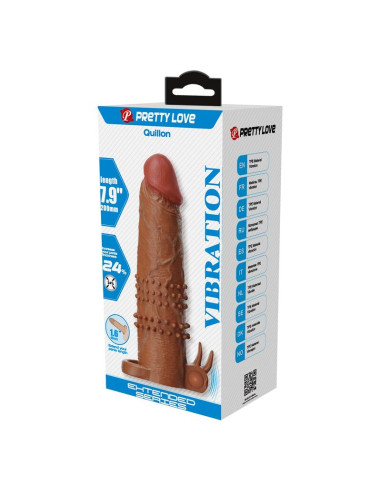 PRETTY LOVE QUILLON VIBRATING PENIS SLEEVE 20 CM O 4 CM BROWN