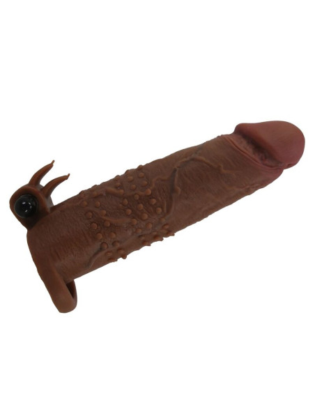 PRETTY LOVE QUILLON VIBRATING PENIS SLEEVE 20 CM O 4 CM BROWN
