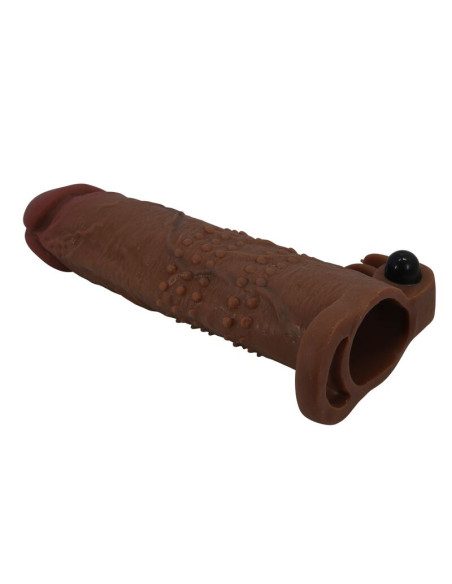 PRETTY LOVE QUILLON VIBRATING PENIS SLEEVE 20 CM O 4 CM BROWN