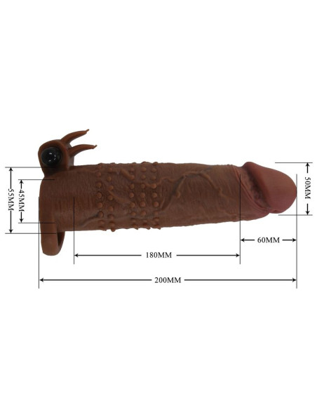 PRETTY LOVE QUILLON VIBRATING PENIS SLEEVE 20 CM O 4 CM BROWN