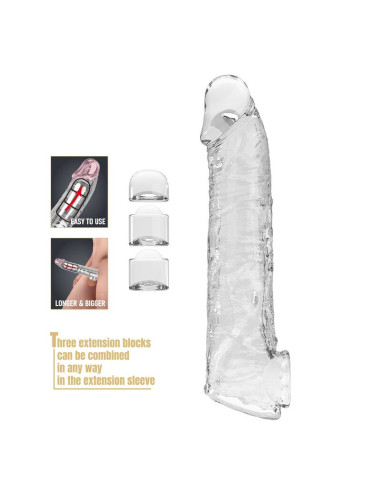 PRETTY LOVE ADJUSTABLE PENIS EXTENSION SLEEVE 26 CM O 4 CM TRANSPARENT