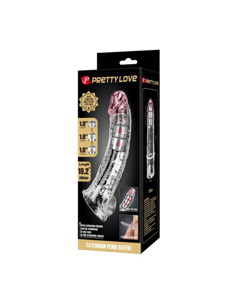 PRETTY LOVE ADJUSTABLE PENIS EXTENSION SLEEVE 26 CM O 4 CM TRANSPARENT