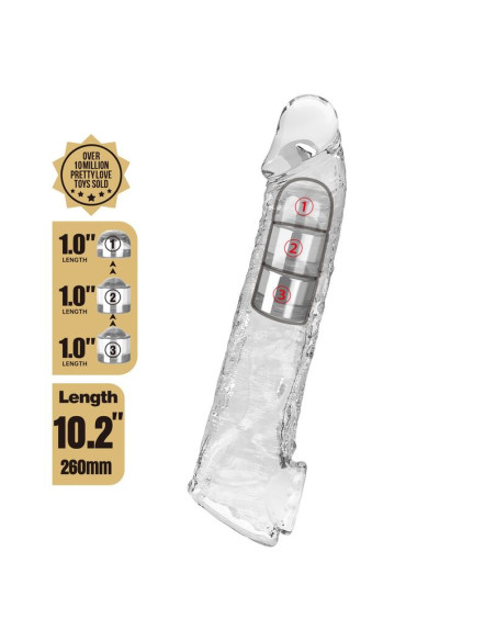 PRETTY LOVE ADJUSTABLE PENIS EXTENSION SLEEVE 26 CM O 4 CM TRANSPARENT