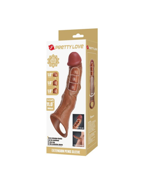 PRETTY LOVE ADJUSTABLE PENIS EXTENSION SLEEVE 28 CM O 45 CM BROWN