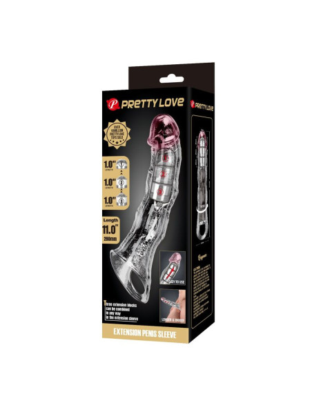 PRETTY LOVE ADJUSTABLE PENIS EXTENSION SLEEVE 28 CM O 45 CM TRANSPARENT