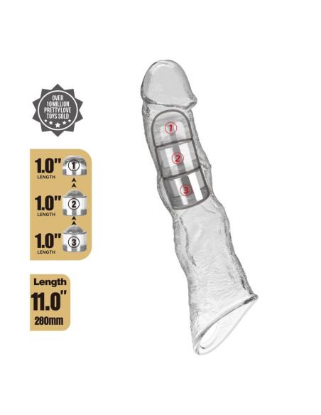 PRETTY LOVE ADJUSTABLE PENIS EXTENSION SLEEVE 28 CM O 45 CM TRANSPARENT