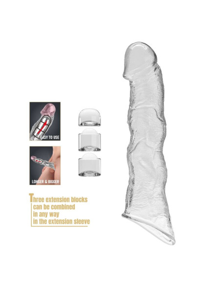PRETTY LOVE ADJUSTABLE PENIS EXTENSION SLEEVE 28 CM O 45 CM TRANSPARENT