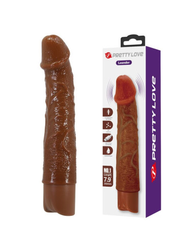 PRETTY LOVE LEONARDO REALISTIC VIBRATOR 20 CM O 4 CM BROWN