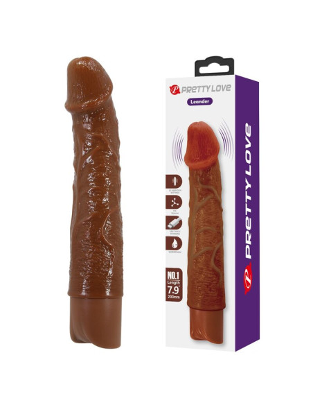 PRETTY LOVE LEONARDO REALISTIC VIBRATOR 20 CM O 4 CM BROWN