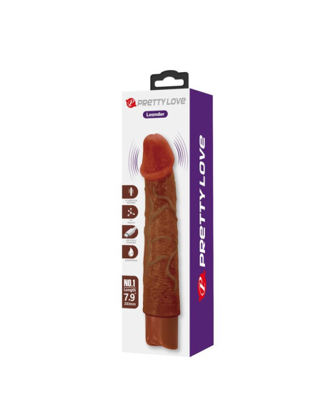PRETTY LOVE LEONARDO REALISTIC VIBRATOR 20 CM O 4 CM BROWN