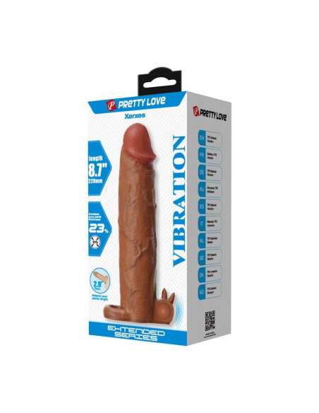 PRETTY LOVE XERXES VIBRATING PENIS SLEEVE 22 CM O 45 CM BROWN