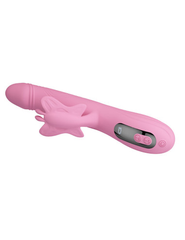 PRETTY LOVE BELLA RABBIT VIBRATOR WITH BUTTERFLY STIMULATION AND LED PINK