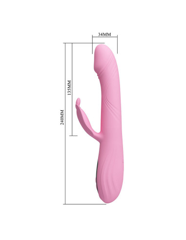 PRETTY LOVE BELLA RABBIT VIBRATOR WITH BUTTERFLY STIMULATION AND LED PINK