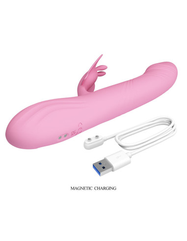PRETTY LOVE BELLA RABBIT VIBRATOR WITH BUTTERFLY STIMULATION AND LED PINK
