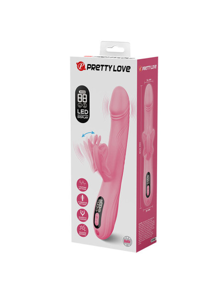 PRETTY LOVE BELLA RABBIT VIBRATOR WITH BUTTERFLY STIMULATION AND LED PINK