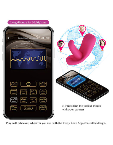 PRETTY LOVE HAZELYNN 12 FUNCTION APP CONTROL MASSAGER PINK