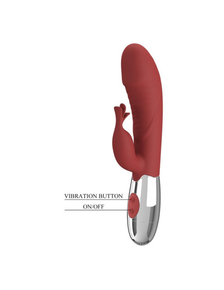 PRETTY LOVE ROSEWOOD RABBIT VIBRATOR 30 FUNCTIONS USB RECHARGEABLE RED