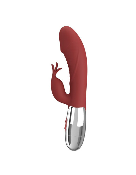 PRETTY LOVE ROSEWOOD RABBIT VIBRATOR 30 FUNCTIONS USB RECHARGEABLE RED