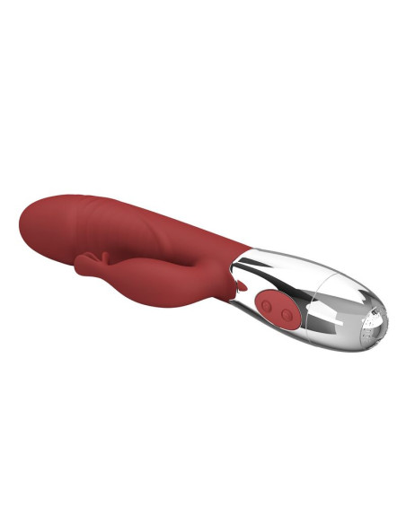 PRETTY LOVE ROSEWOOD RABBIT VIBRATOR 30 FUNCTIONS USB RECHARGEABLE RED