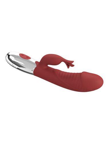 PRETTY LOVE ROSEWOOD RABBIT VIBRATOR 30 FUNCTIONS USB RECHARGEABLE RED