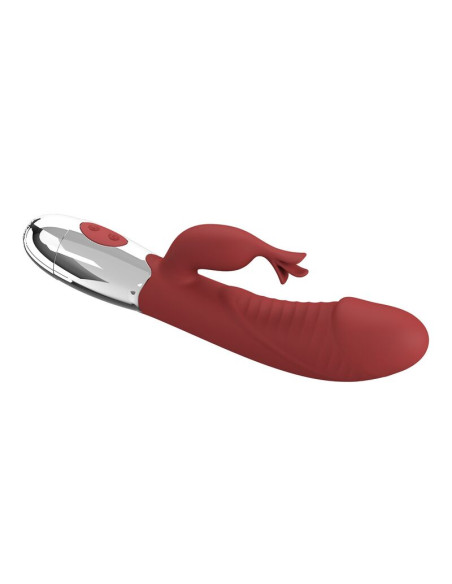 PRETTY LOVE ROSEWOOD RABBIT VIBRATOR 30 FUNCTIONS USB RECHARGEABLE RED