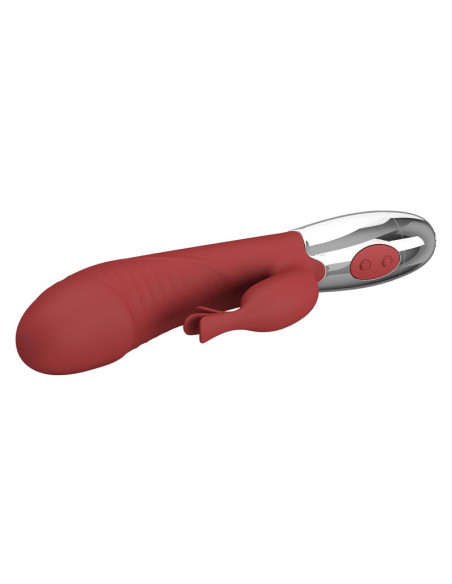 PRETTY LOVE ROSEWOOD RABBIT VIBRATOR 30 FUNCTIONS USB RECHARGEABLE RED