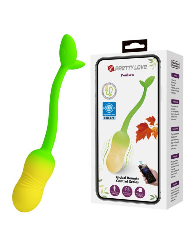 PRETTY LOVE PULSEN APP CONTROL VIBRATING EGG 12 FUNCTIONS USB RECHARGEABLE GREEN YELLOW