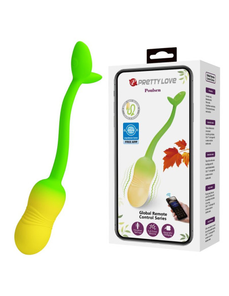 PRETTY LOVE PULSEN APP CONTROL VIBRATING EGG 12 FUNCTIONS USB RECHARGEABLE GREEN YELLOW