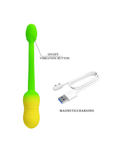 PRETTY LOVE PULSEN APP CONTROL VIBRATING EGG 12 FUNCTIONS USB RECHARGEABLE GREEN YELLOW