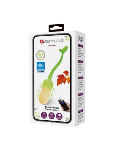 PRETTY LOVE PULSEN APP CONTROL VIBRATING EGG 12 FUNCTIONS USB RECHARGEABLE GREEN YELLOW
